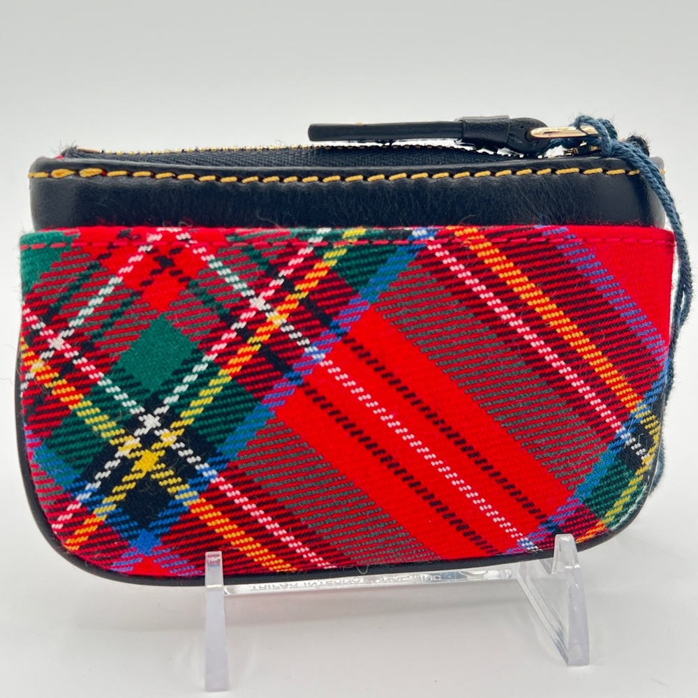 Dooney & Bourke Red Green Plaid Wristlet with Black Trim - Picture 2 of 2